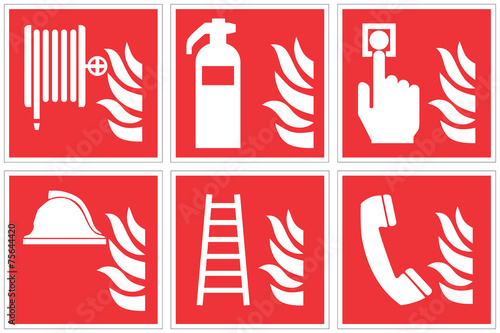 Standard fire safety sign collection