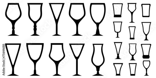 set isolated alcohol glass icons