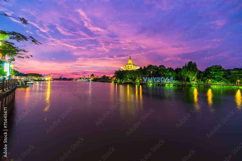 Fototapeta premium Sunset in Kuching, Borneo