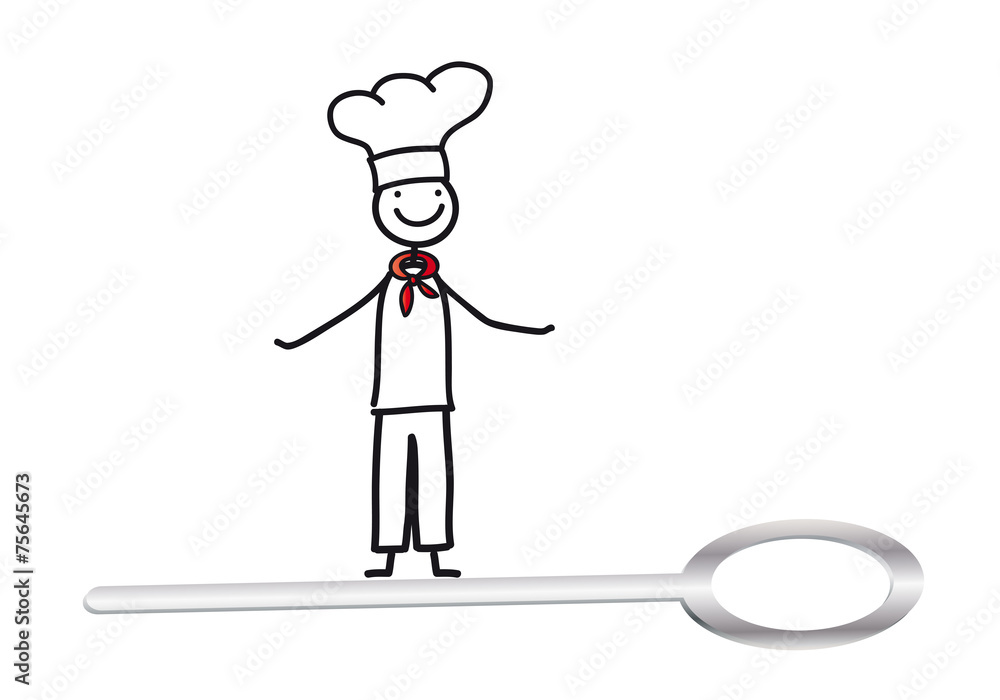 Koch mit Kochlöffel - Ausbildungsberuf ergreifen, eine Lehre zum Koch  beginnen, Azubi sein, Beruf in der Gastronomie, Hobbykoch schwingt den  Kochlöffel, Strichmännchen Stock-Vektorgrafik | Adobe Stock
