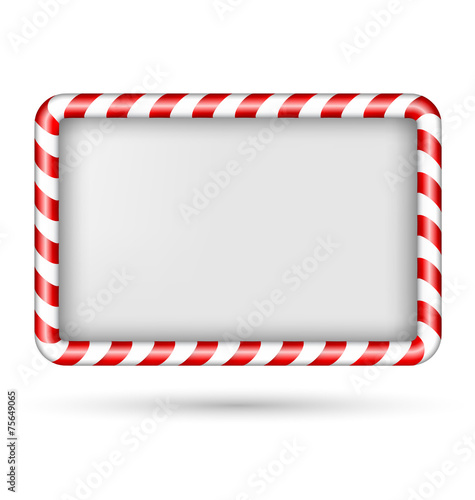 Blank candy cane frame isolated on white background