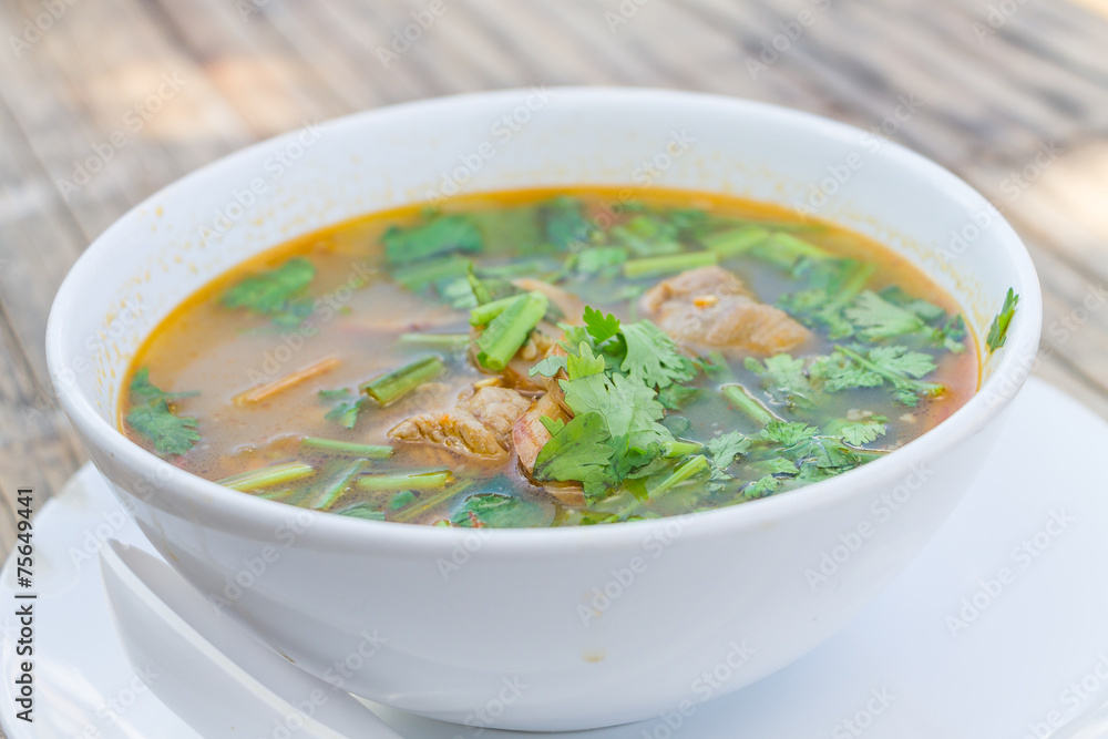 Hot and spicy pork rib hot pot with tamarind and Thai herbs Hot and spicy pork rib hot pot with tamarind and Thai herbs