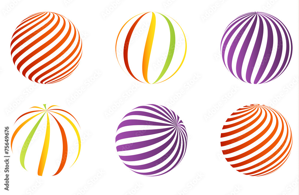 Collection of 6 different 3D balls Collection of 6 different 3D balls