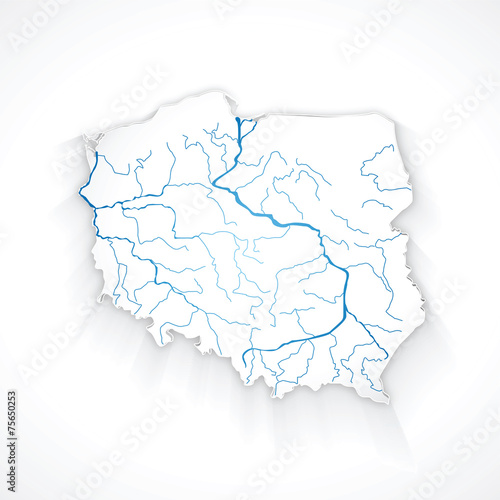 Polish rivers, map of Poland