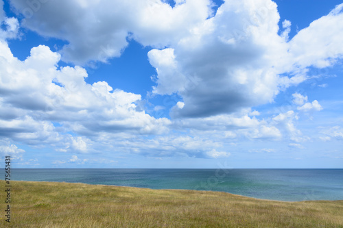 Heath, sea, clouds