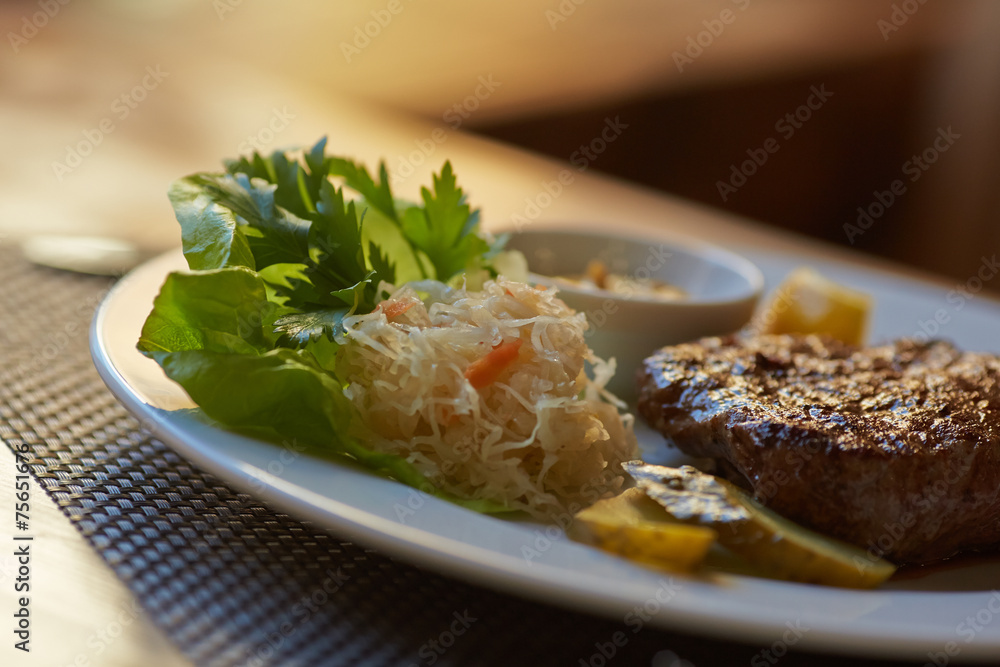 steak with sauce and vegetables steak with sauce and vegetables