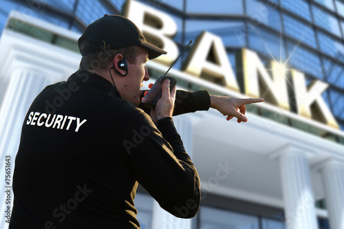 Canvas Print bank security officer