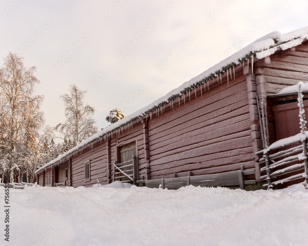 Swedish Old Farm House in Winter