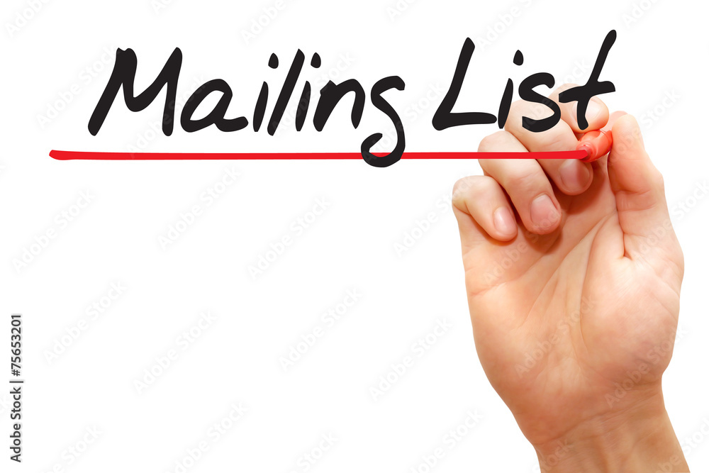 Hand writing Mailing List with red marker, business concept Hand writing Mailing List with red marker, business concept