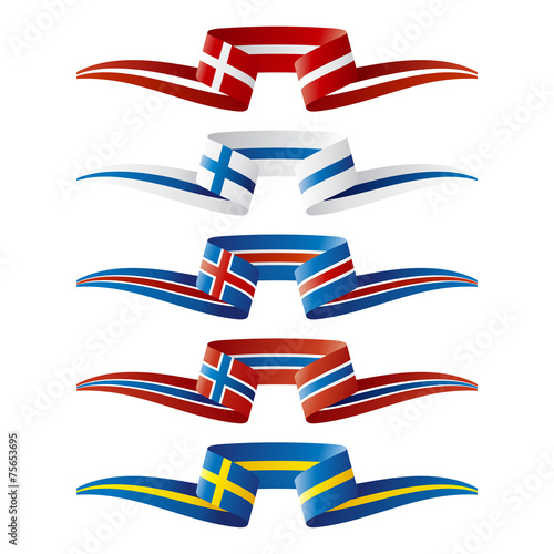 Abstract color North Europe flags ribbon