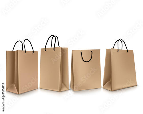 Set of Colorful Empty Shopping Bags Isolated