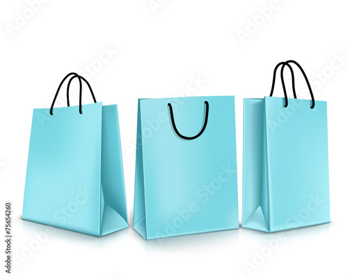Set of Colorful Empty Shopping Bags Isolated