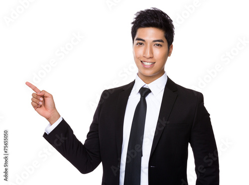 Businessman with finger point up