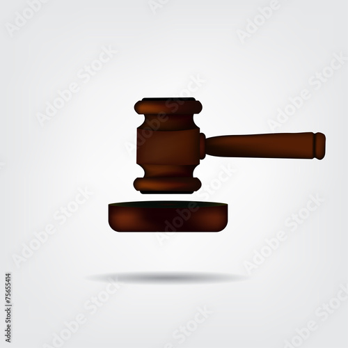 Gavel with shadow realistic on a gray background
