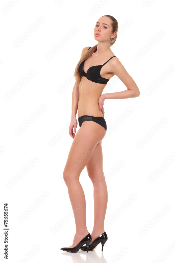 beautiful young girl in black lingerie beautiful young girl in black lingerie