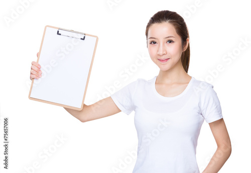 Aisan Woman hold with clipboard