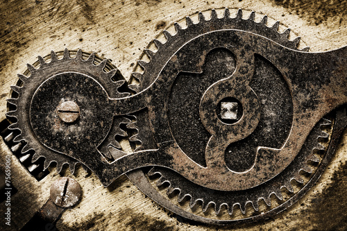 Old clock mechanism with gears