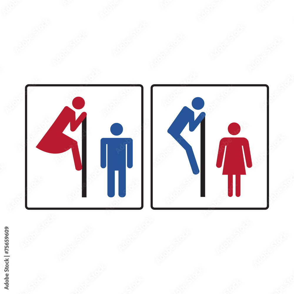 Fototapeta premium Abstract icon men and women to describe the toilet door.