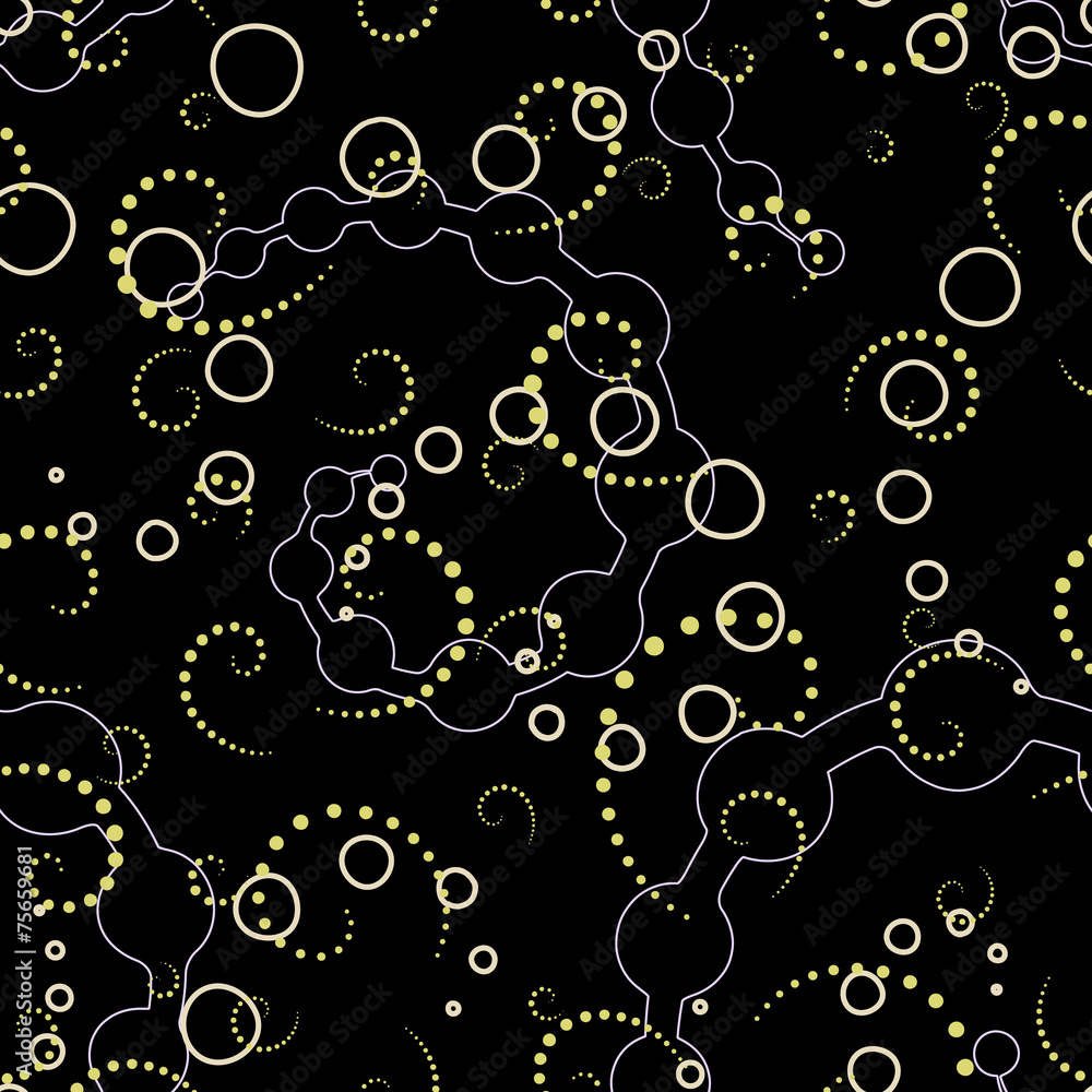 seamless background consisting of spirals on black background
