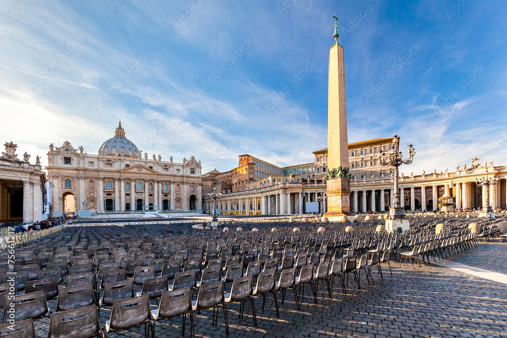St. Peter's Square at the Vatican at sunset