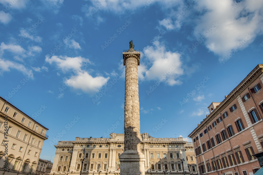 Statue of Saint Paul on Piazza Colonna in Rome, Italy.