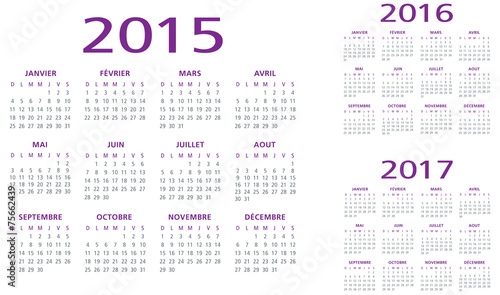 calendrier français 2015 2016 2017