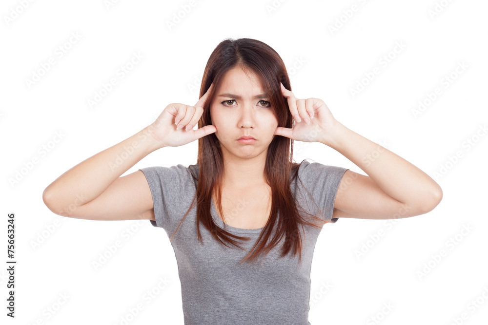 Young Asian woman got headache Young Asian woman got headache