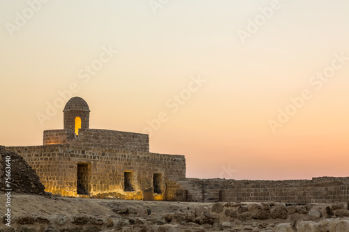 Old Bahrain Fort at Seef at sunset