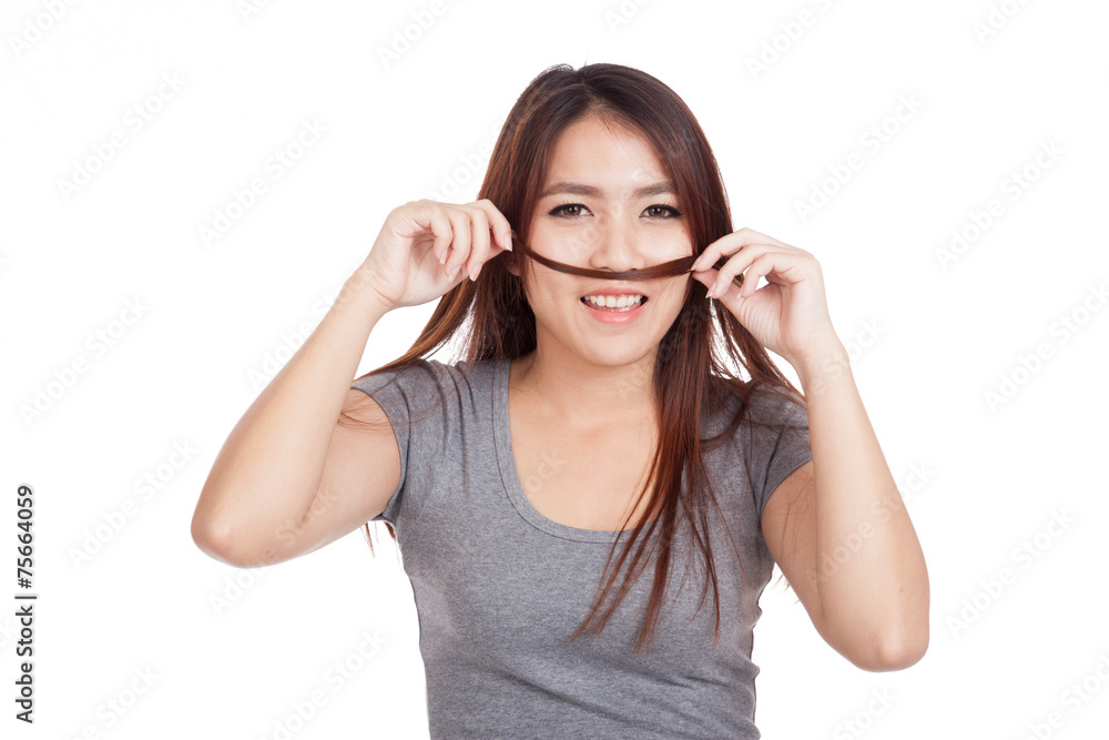 Happy young Asian woman play with her hair Happy young Asian woman play with her hair