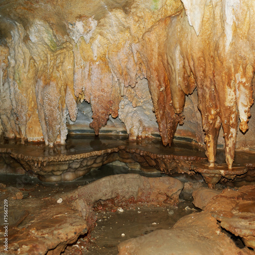 Stalactites and Stalagmites, Toirano Caves, Liguria, Italy photo
