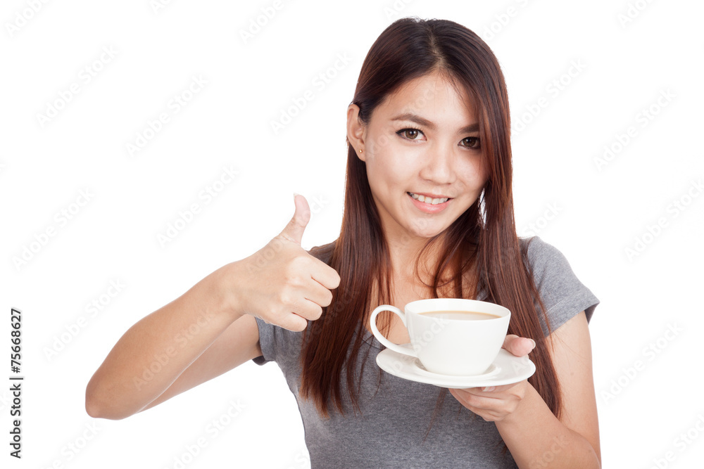 Young Asian woman with cup of coffee