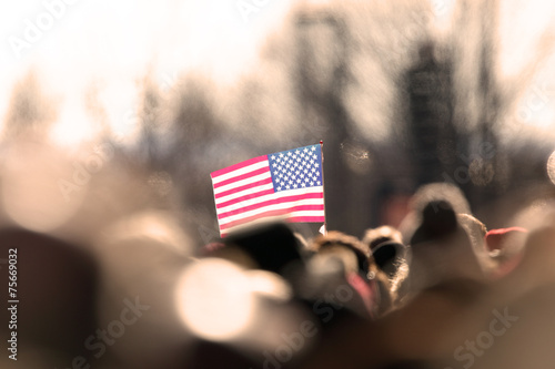 American Flag in a Crowd photo