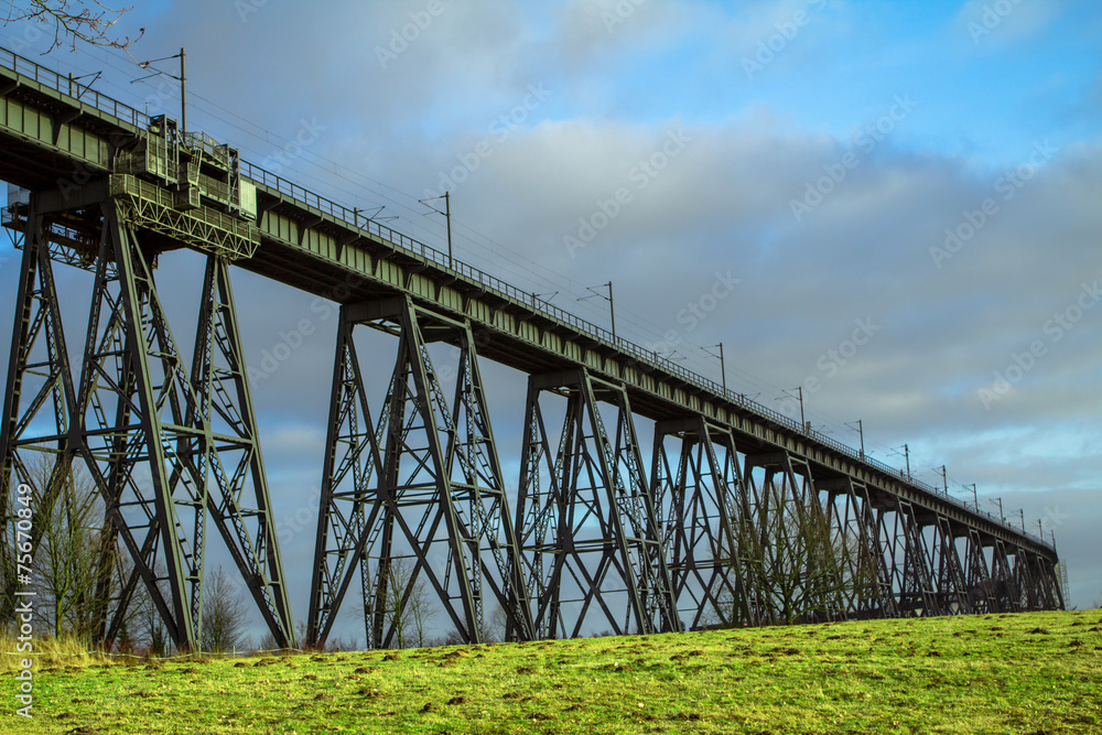 Railway bridge over kiel canal in Rendsburg, Germany