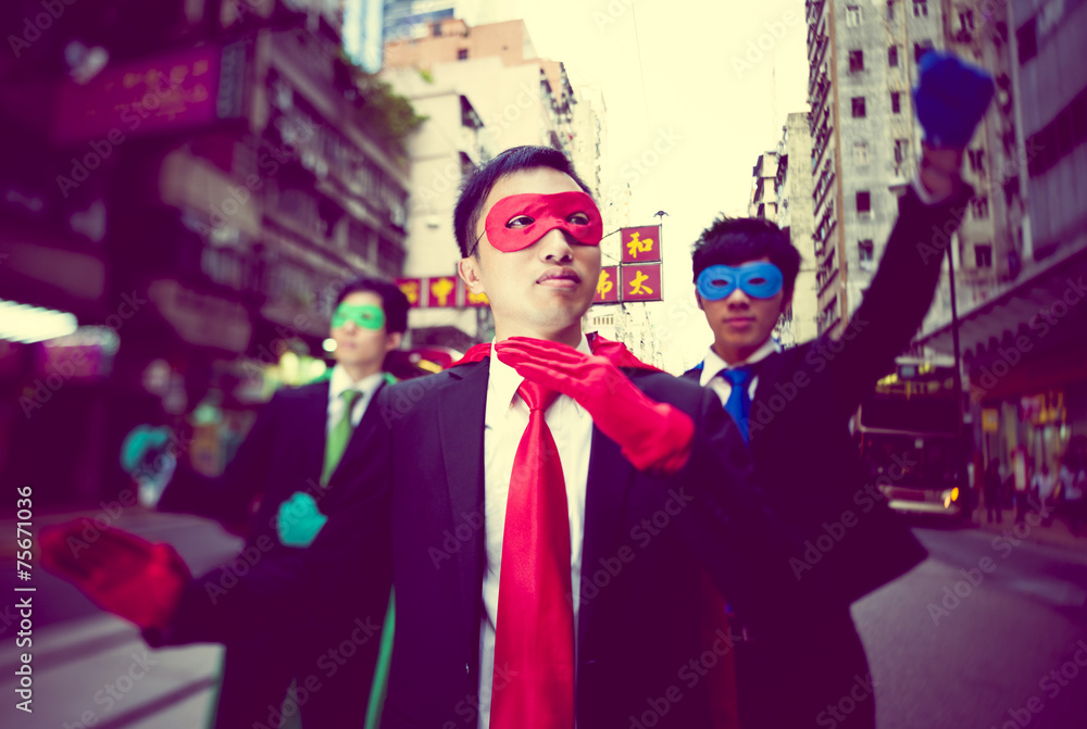 Obraz premium Business Superheroes Hong Kong Success Strong Concept