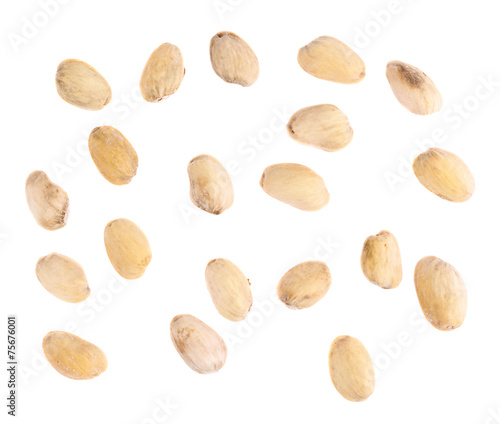 Multiple pistachio shells isolated