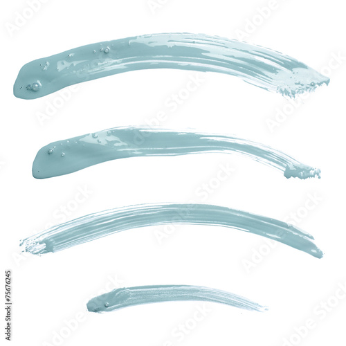 Curved oil paint brush strokes isolated