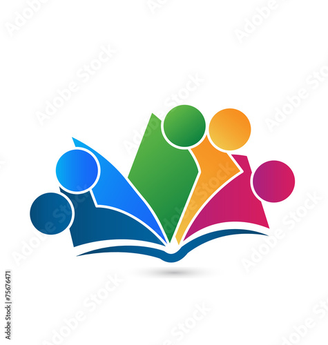 Teamwork book colorful logo vector