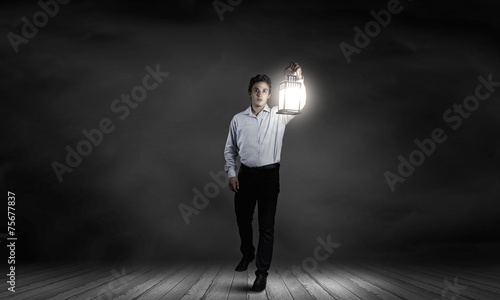 Wallpaper Mural Businessman in search in darkness Torontodigital.ca