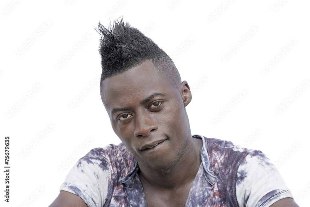 Sculptural face and Mohican hairstyle Sculptural face and Mohican hairstyle