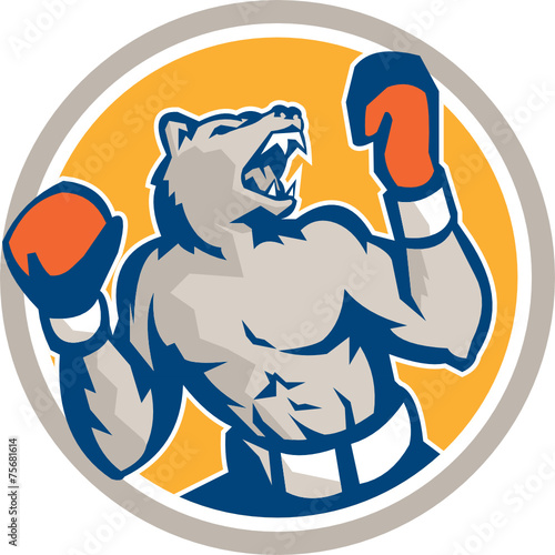 Angry Bear Boxer Gloves Circle Retro