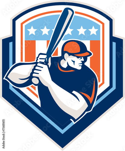 American Baseball Batter Hitter Shield Retro