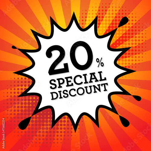 Comic book explosion with text Special Discount, vector