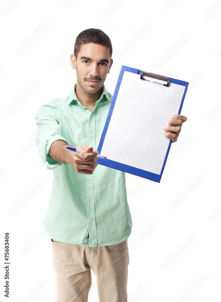 Young man with a folder Young man with a folder