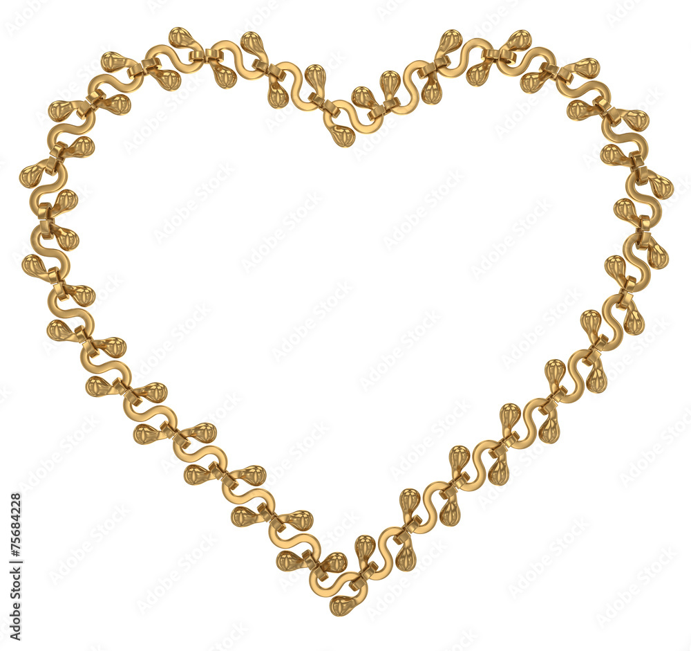 Fototapeta premium Chain in shape of heart. Isolated on white