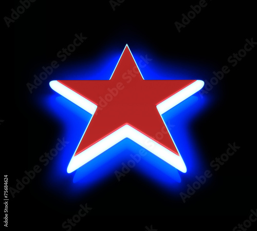 Star with neon on black