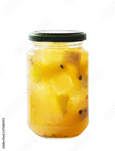 Yellow cocktail in mason jar isolated
