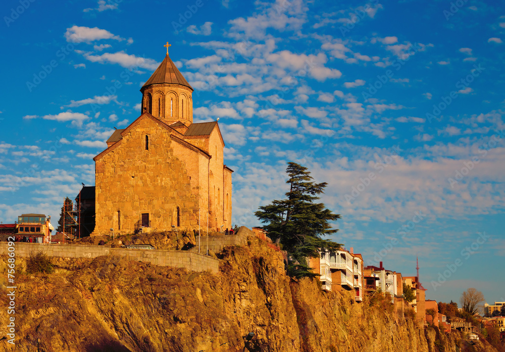 Thabori monastery on a hill in Tbilisi, Georgia country