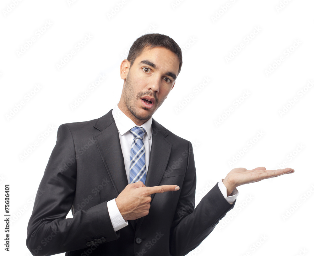 Surprised businessman show gesture Surprised businessman show gesture