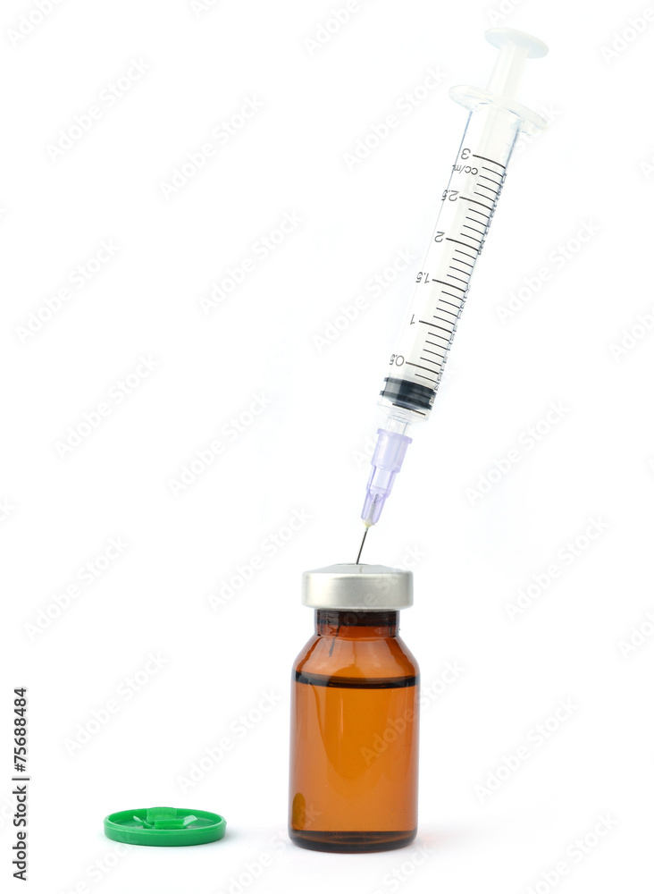 medical ampules and syringe isolated on white background medical ampules and syringe isolated on white background