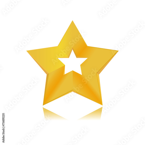 shiny golden star icon on white background